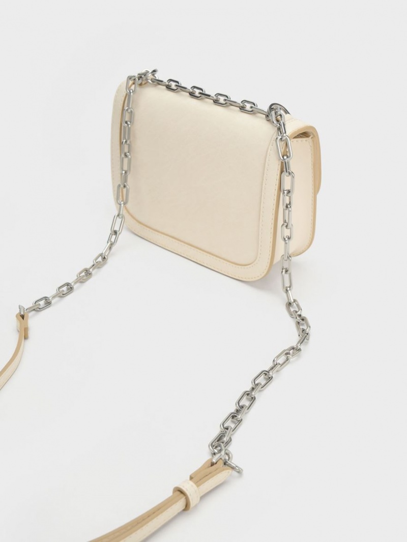 Charles & Keith Charlot Chain Riemen Schultertaschen Beige | 967HUSCYW