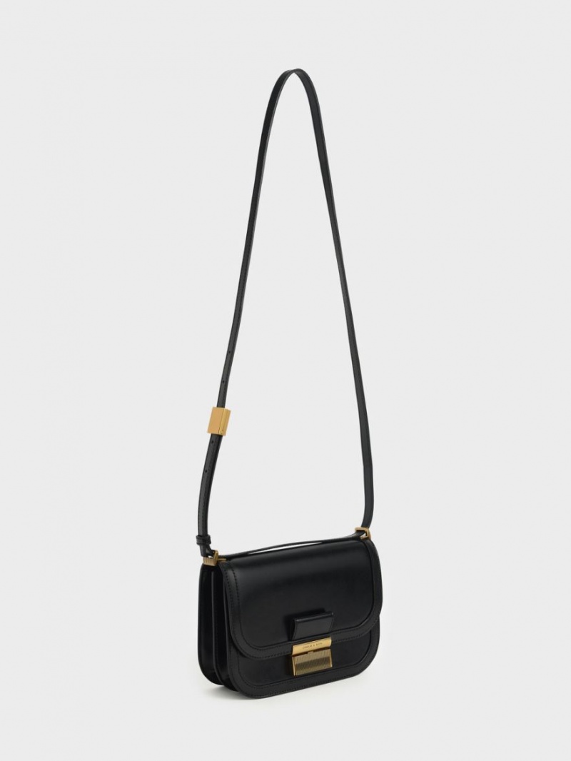 Charles & Keith Charlot Crossbody Taschen Schwarz | 412SDXRQE