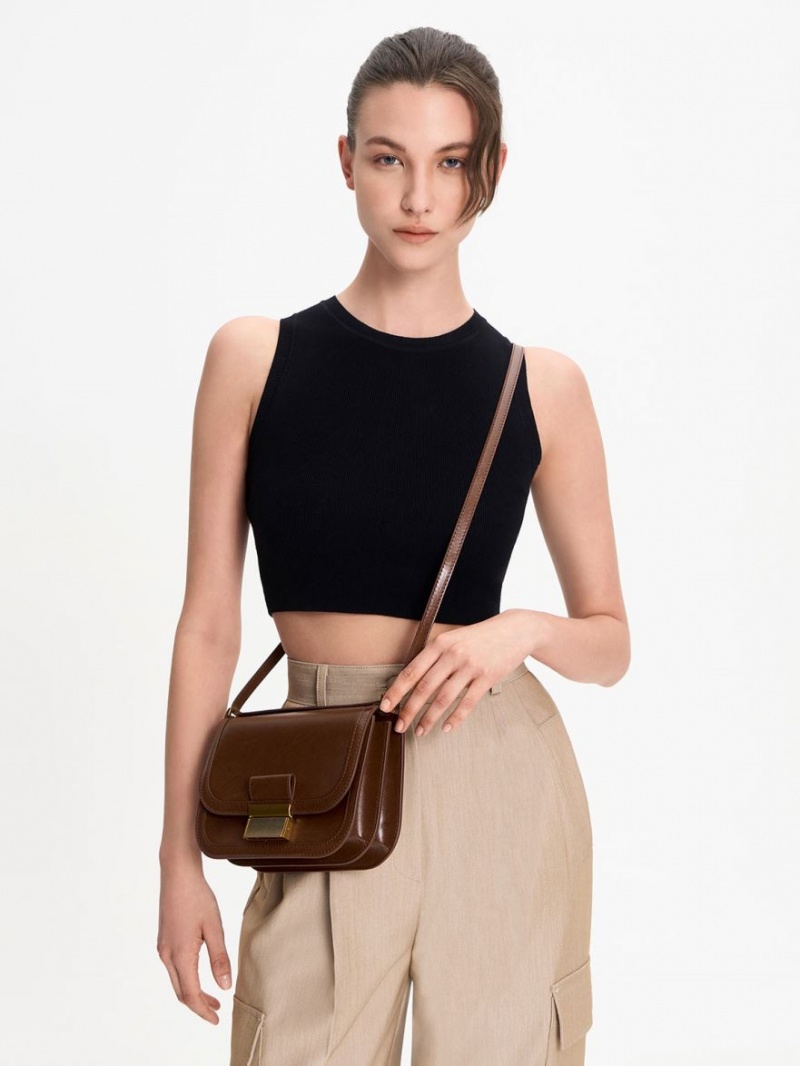 Charles & Keith Charlot Crossbody Taschen Dunkelbraun | 031VOSHZB