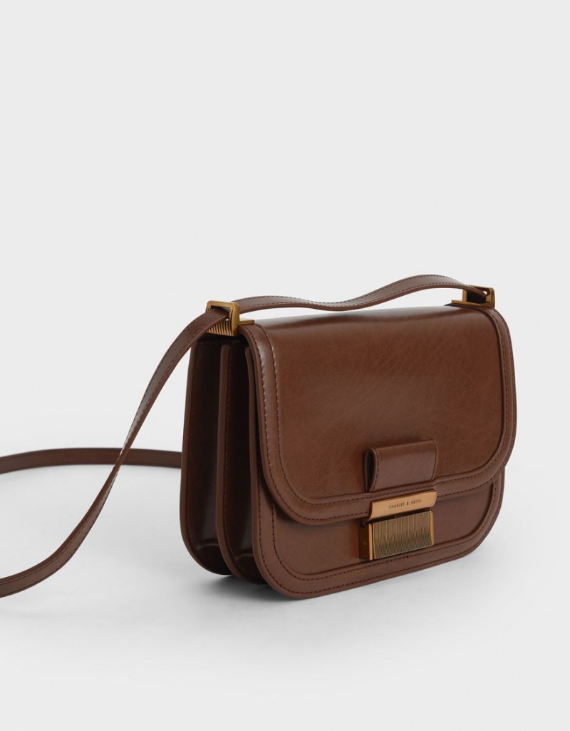 Charles & Keith Charlot Crossbody Taschen Dunkelbraun | 031VOSHZB