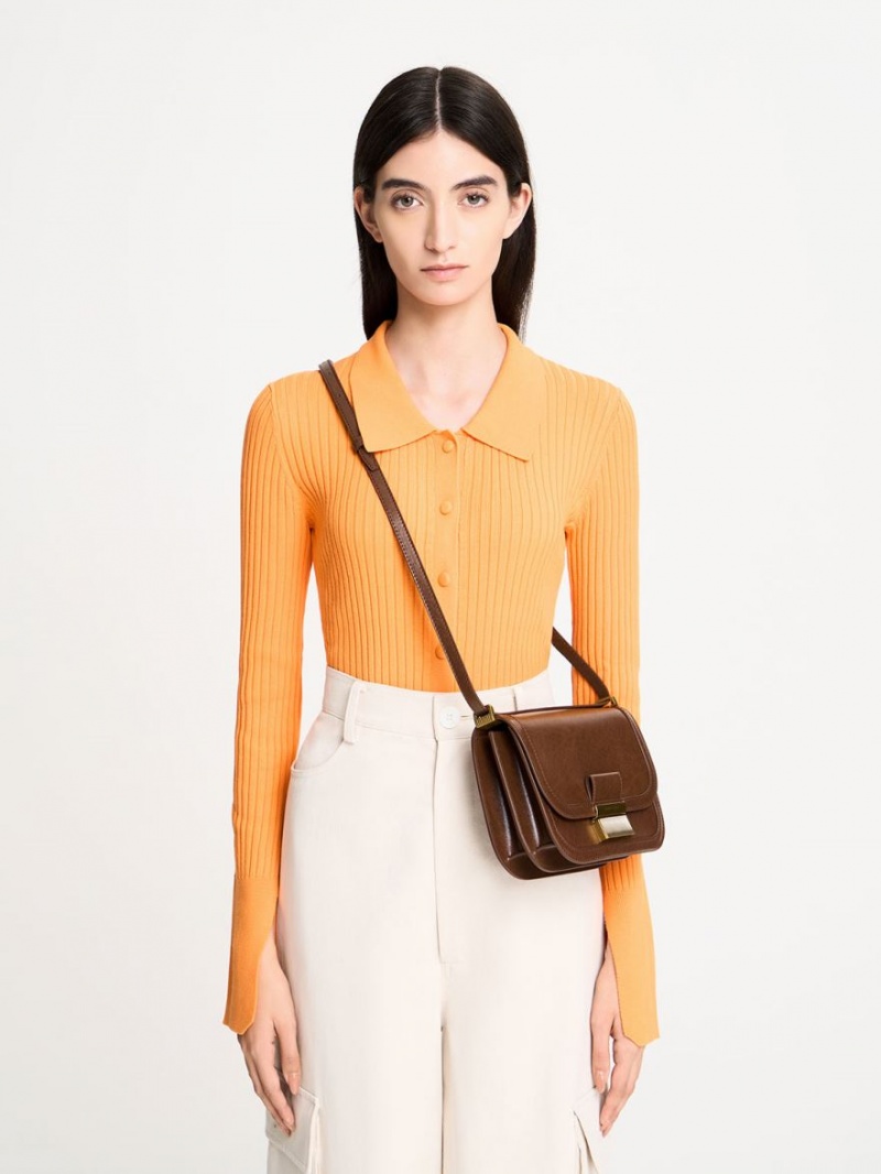 Charles & Keith Charlot Crossbody Taschen Dunkelbraun | 031VOSHZB