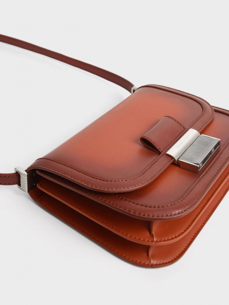 Charles & Keith Charlot Crossbody Taschen Braun | 054OGVDMA