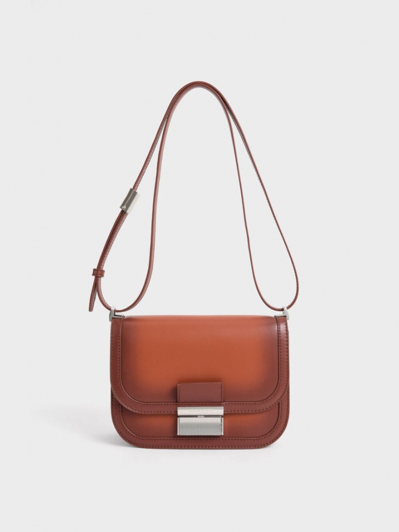 Charles & Keith Charlot Crossbody Taschen Braun | 054OGVDMA