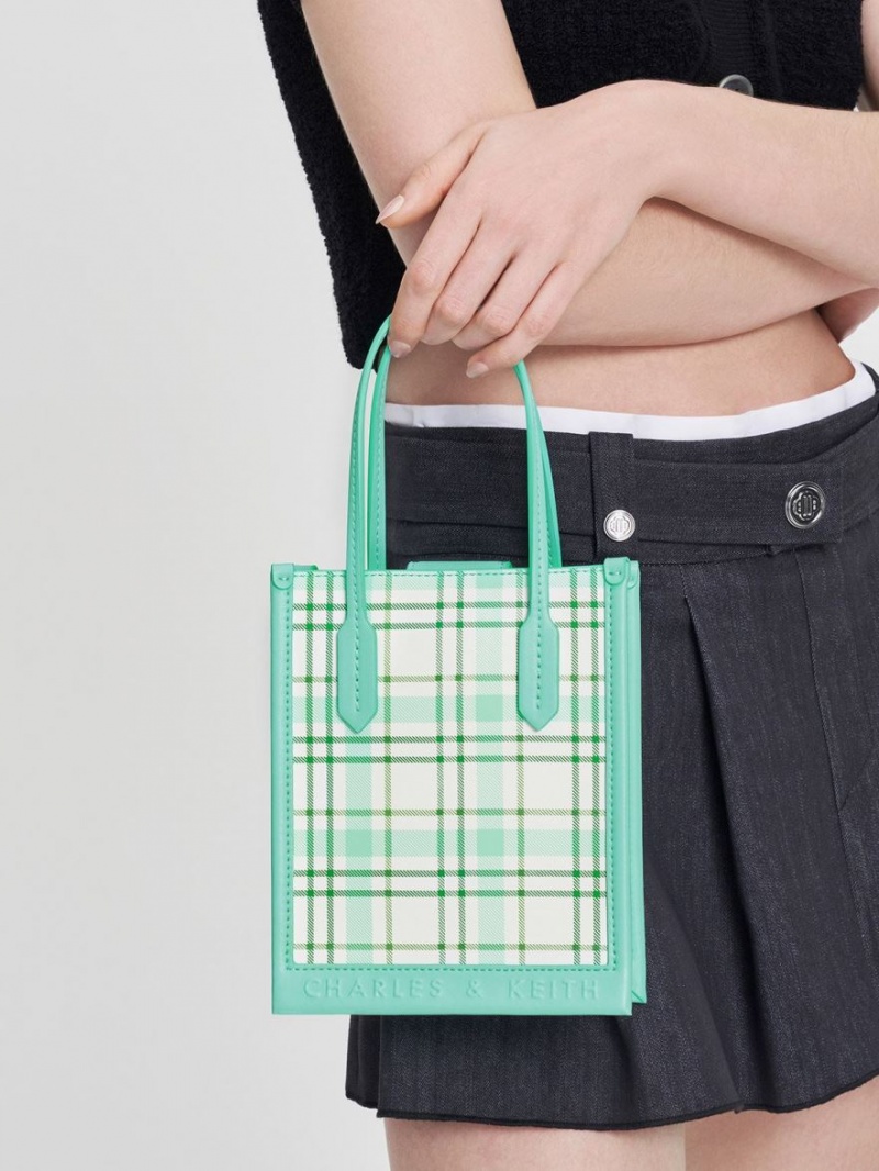 Charles & Keith Checkered Geometric Tragetaschen Mehrfarbig | 740BVSHMU