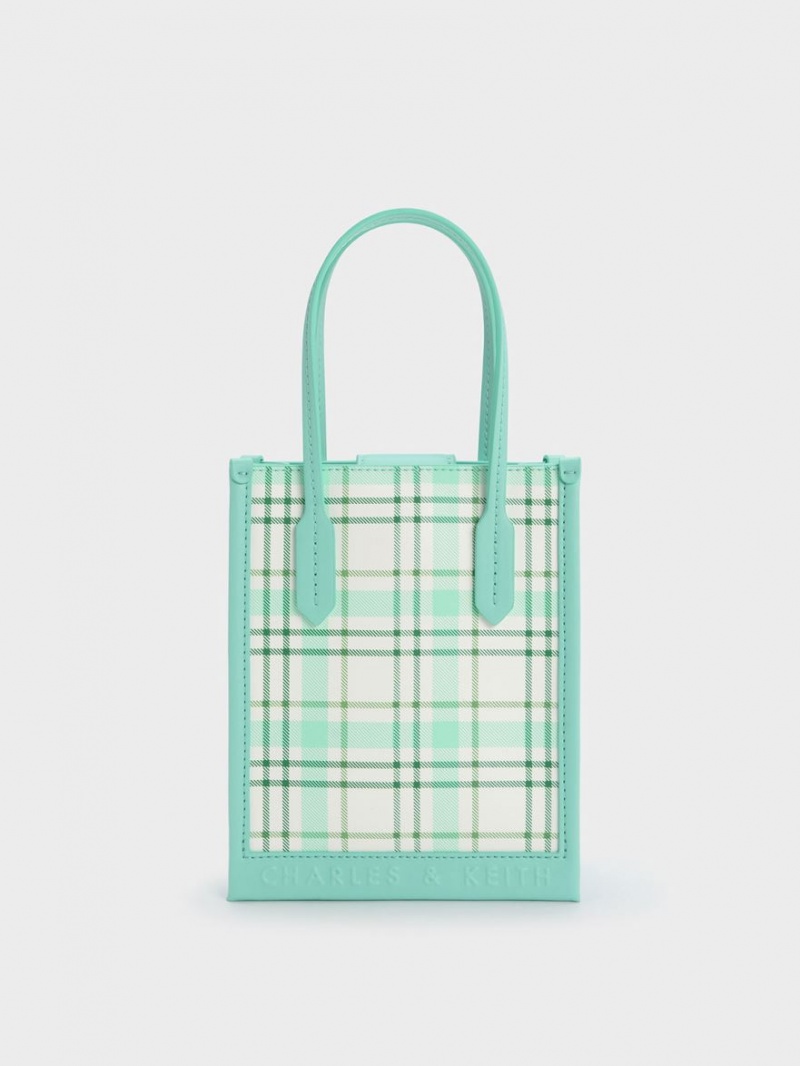 Charles & Keith Checkered Geometric Tragetaschen Mehrfarbig | 740BVSHMU