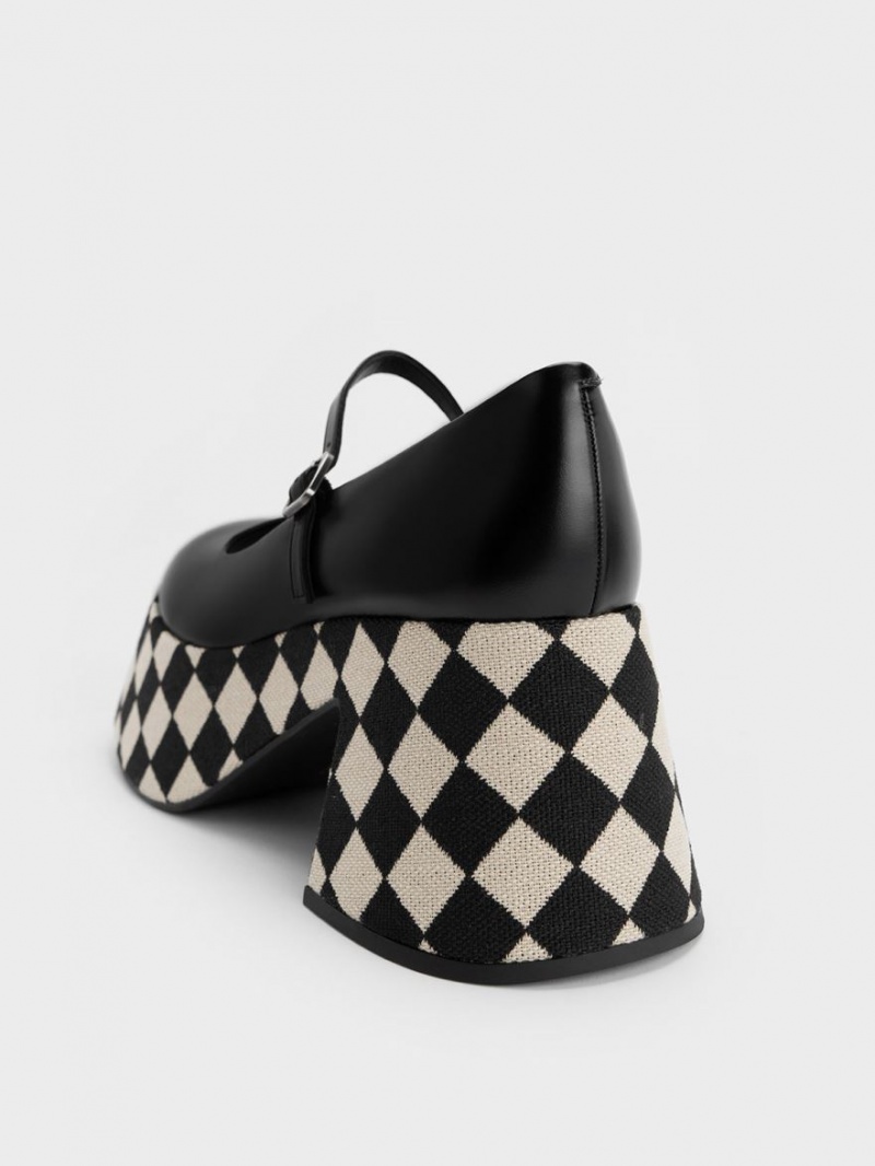 Charles & Keith Checkered Plattform Mary Jane Schuhe Mehrfarbig | 563PTJKIH