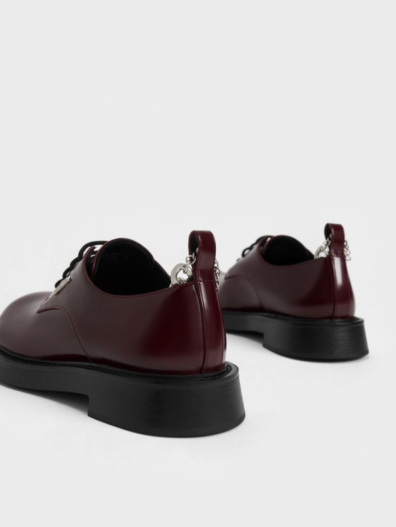 Charles & Keith Chunky Chain Derby Schuhe Bordeaux | 076ANLYER