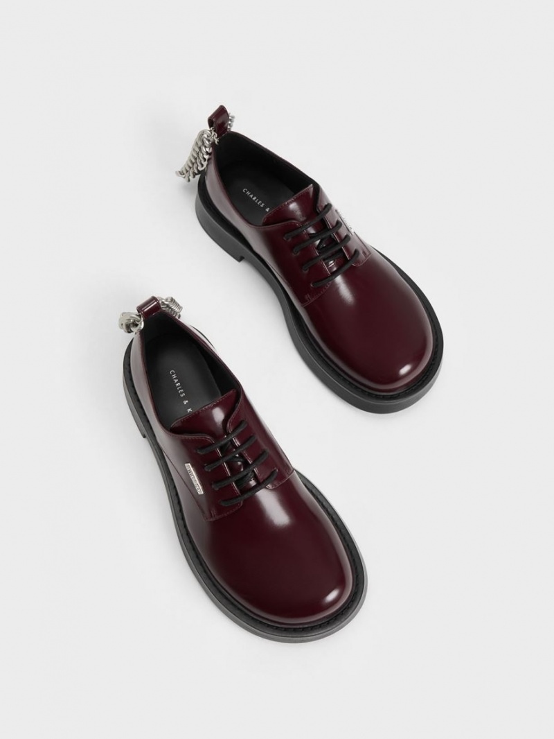 Charles & Keith Chunky Chain Derby Schuhe Bordeaux | 076ANLYER