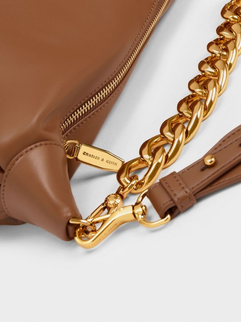 Charles & Keith Chunky Chain Link Hobo Tasche Schokolade | 142PQNSHK