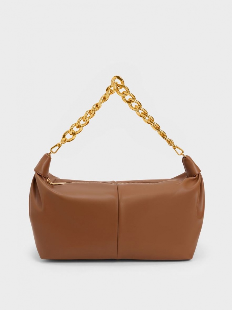 Charles & Keith Chunky Chain Link Hobo Tasche Schokolade | 142PQNSHK