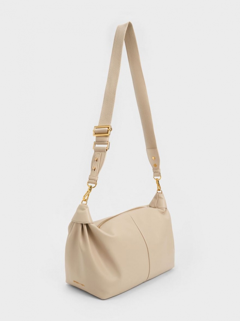 Charles & Keith Chunky Chain Link Hobo Tasche Beige | 546UCTRZK