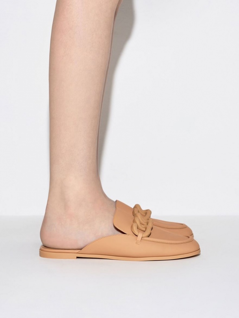 Charles & Keith Chunky Chain Loafer Flache Schuhe Braun | 812CDXKBI