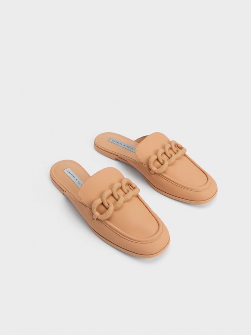 Charles & Keith Chunky Chain Loafer Flache Schuhe Braun | 812CDXKBI