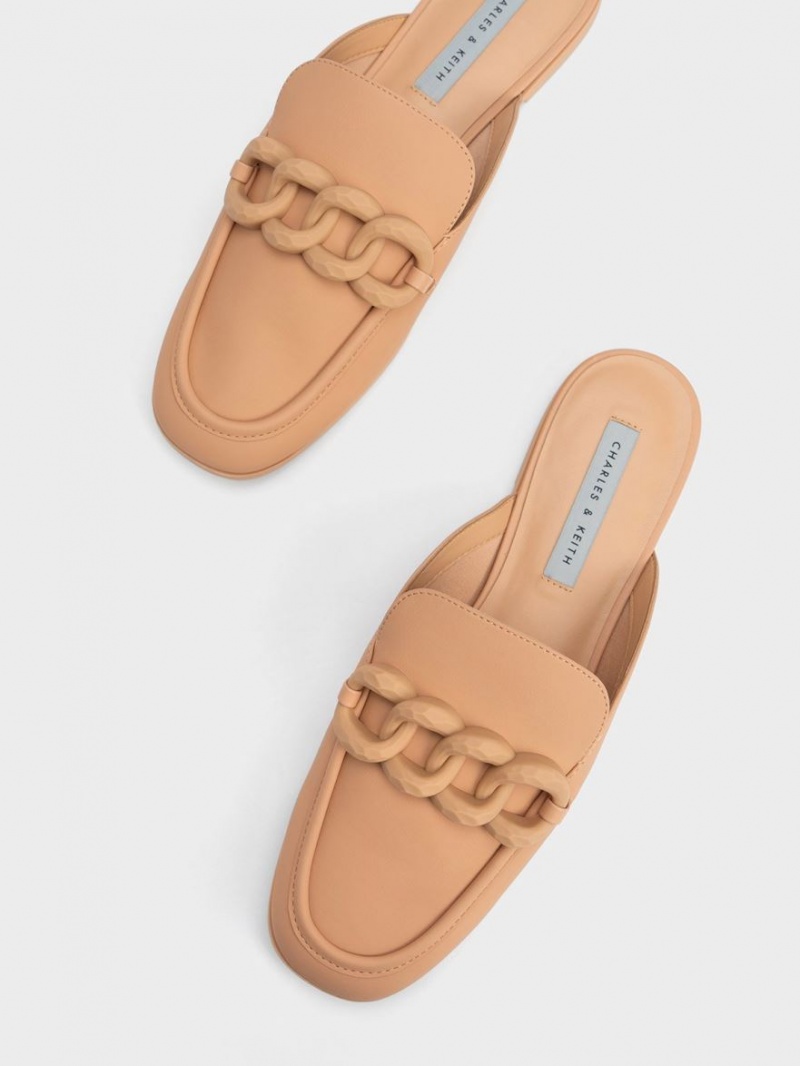 Charles & Keith Chunky Chain Loafer Flache Schuhe Braun | 812CDXKBI