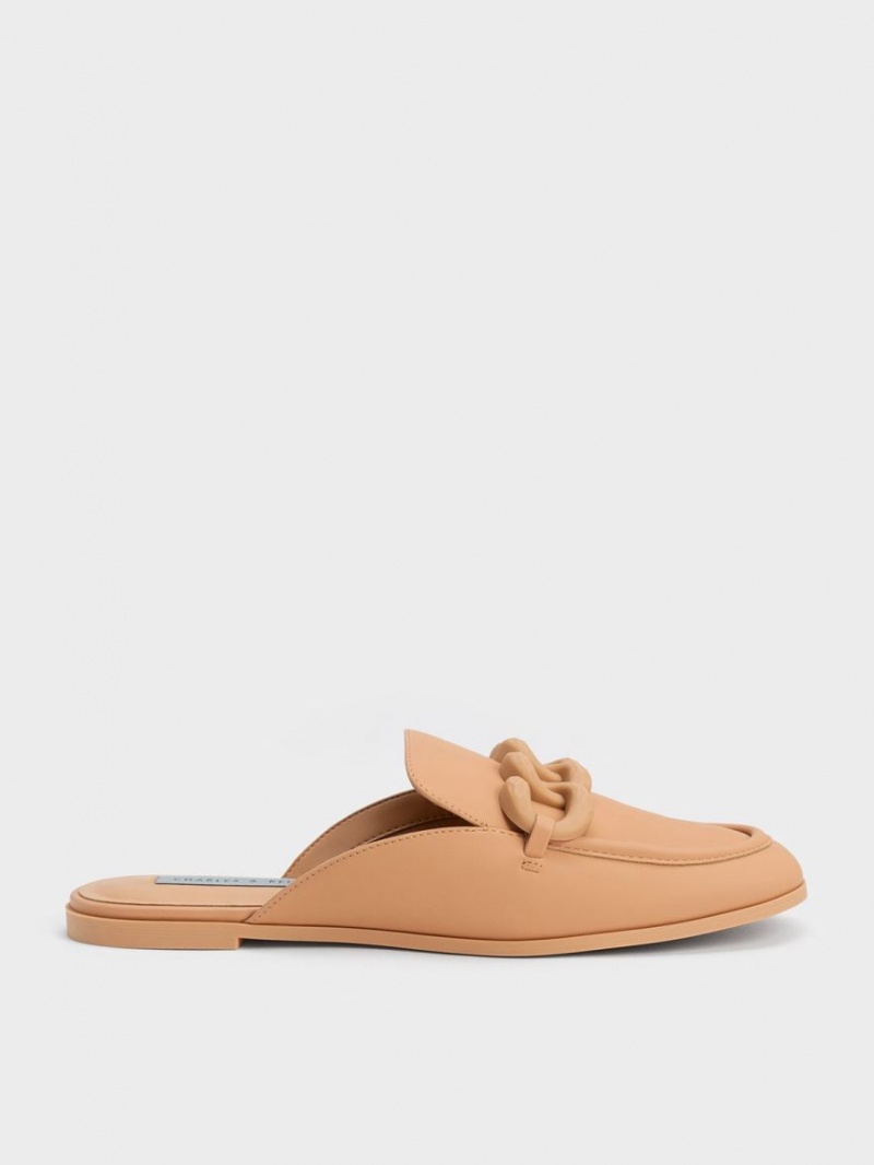 Charles & Keith Chunky Chain Loafer Flache Schuhe Braun | 812CDXKBI