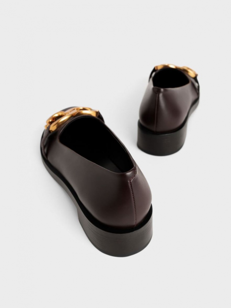 Charles & Keith Chunky Metallic Accent Ballerinas Dunkelbraun | 418IACORD