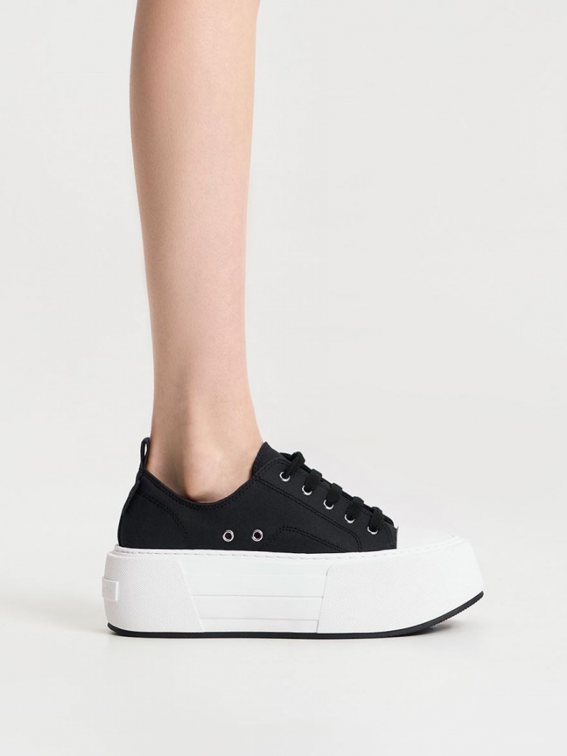 Charles & Keith Chunky Plateau Sneaker Schwarz | 254HXDNJO