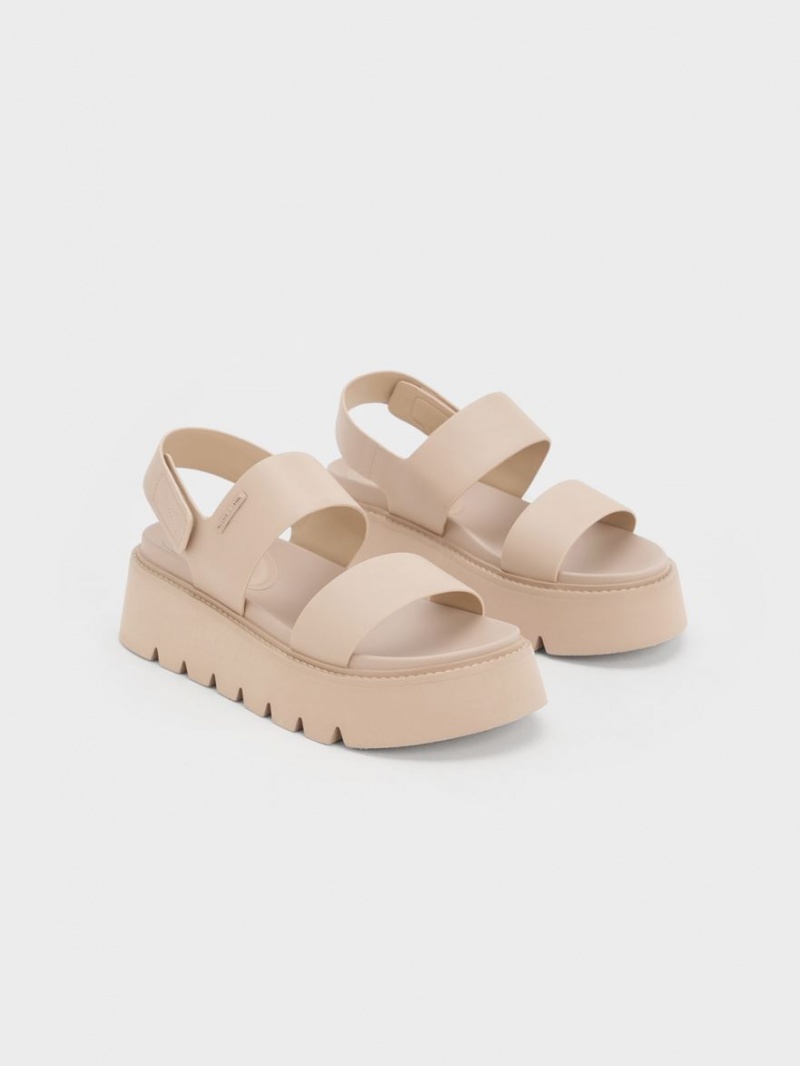 Charles & Keith Chunky Plateausandalen Beige | 216HSDVLR