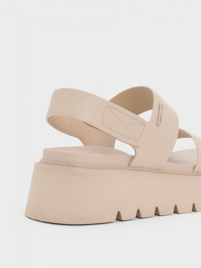 Charles & Keith Chunky Plateausandalen Beige | 216HSDVLR