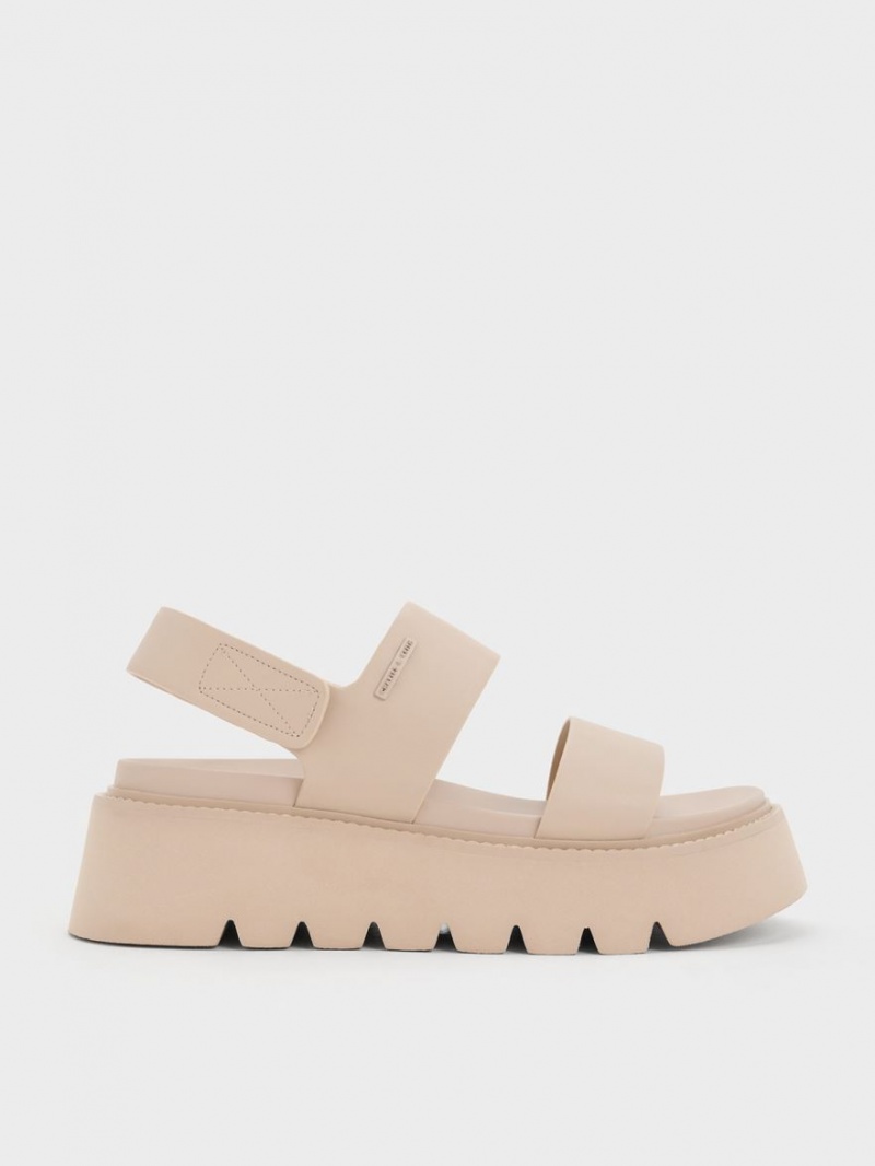 Charles & Keith Chunky Plateausandalen Beige | 216HSDVLR