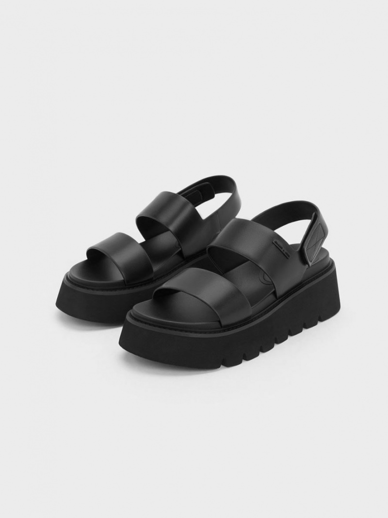 Charles & Keith Chunky Plateausandalen Schwarz | 736DWFQNG