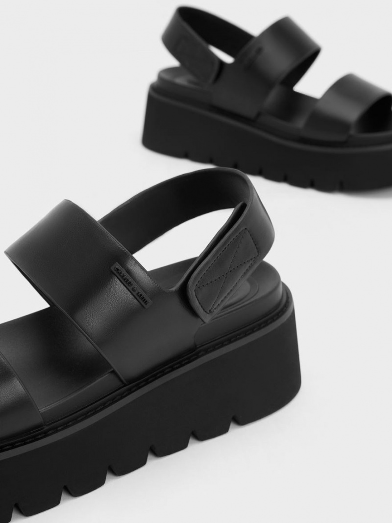 Charles & Keith Chunky Plateausandalen Schwarz | 736DWFQNG