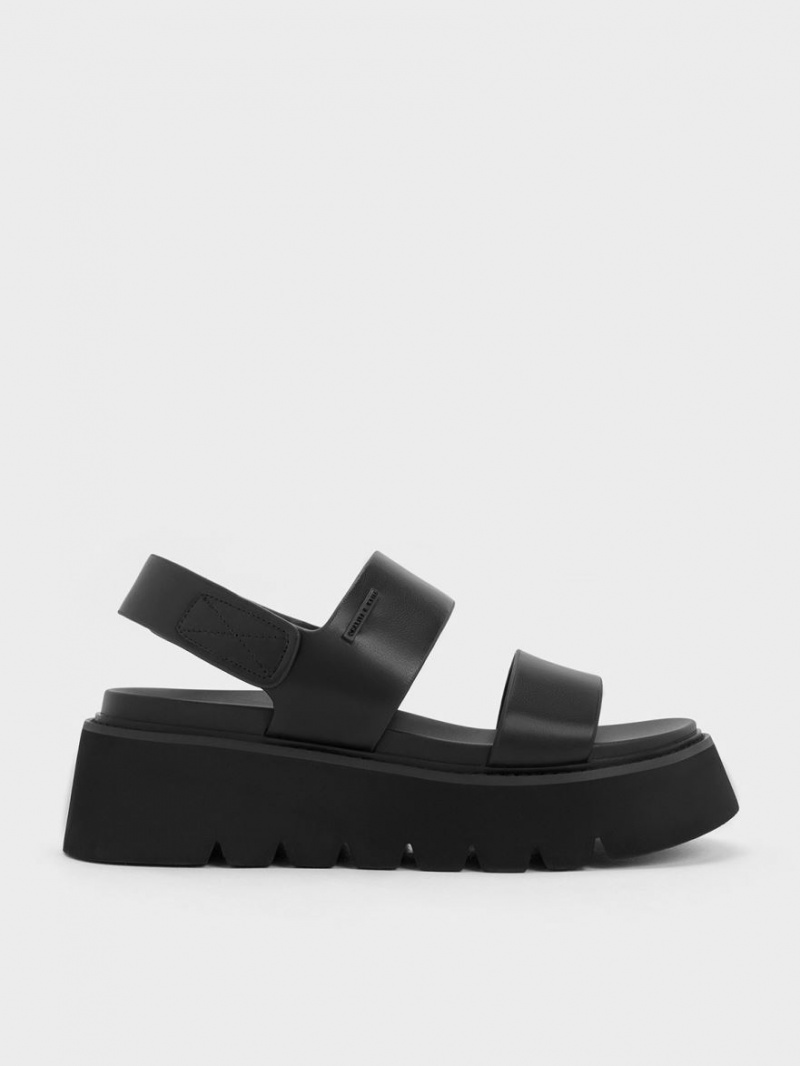 Charles & Keith Chunky Plateausandalen Schwarz | 736DWFQNG