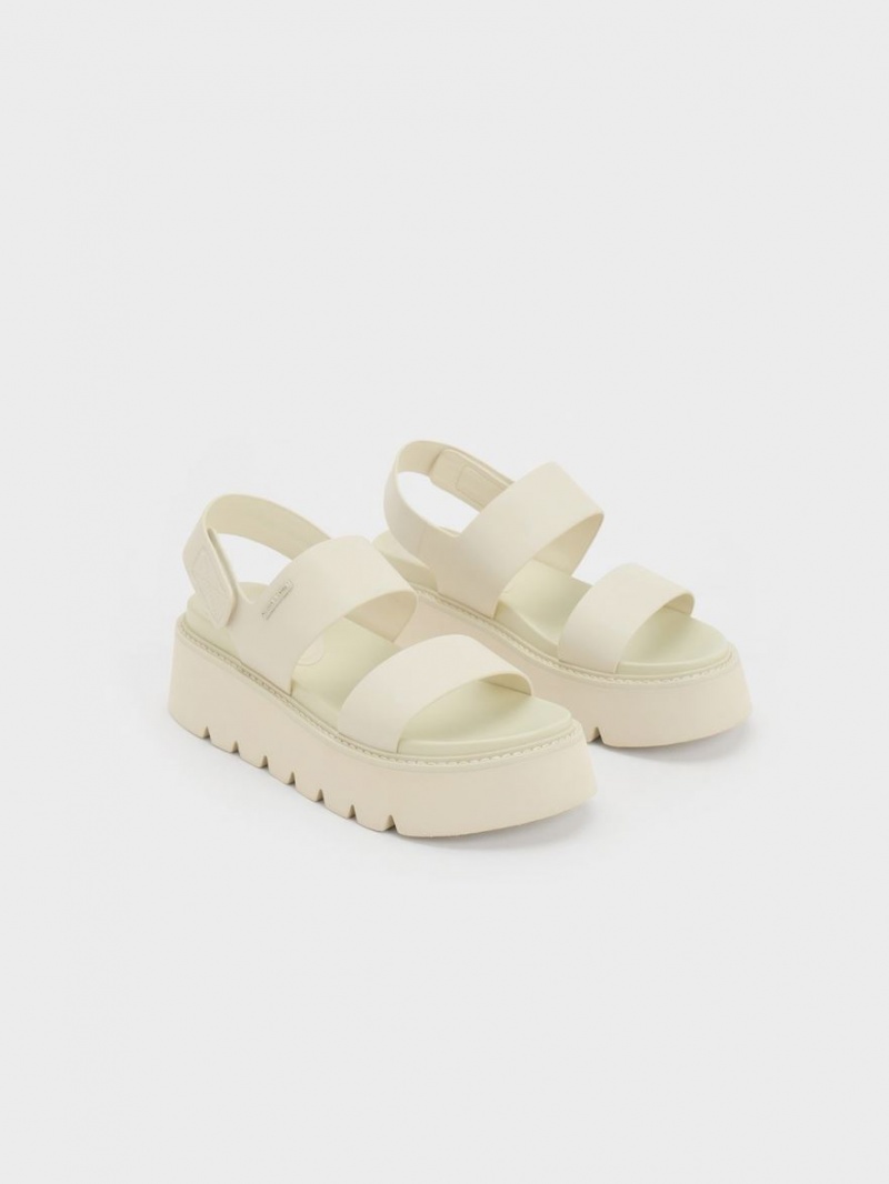 Charles & Keith Chunky Plateausandalen Weiß | 972WGEAVI