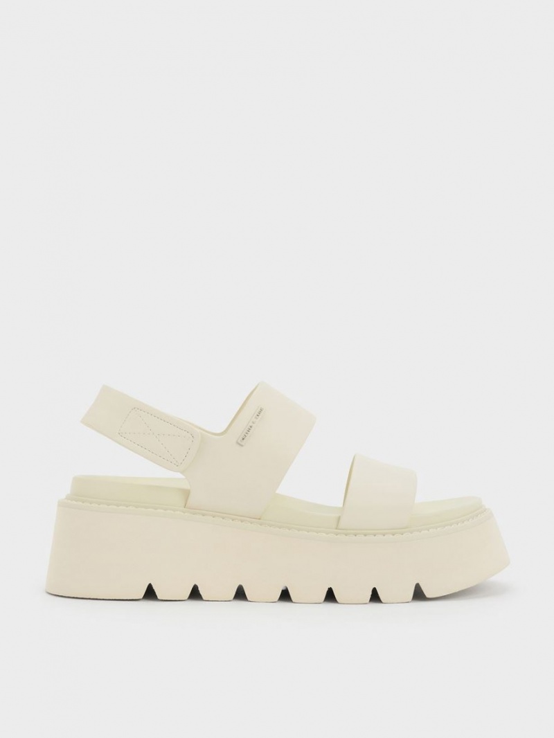 Charles & Keith Chunky Plateausandalen Weiß | 972WGEAVI