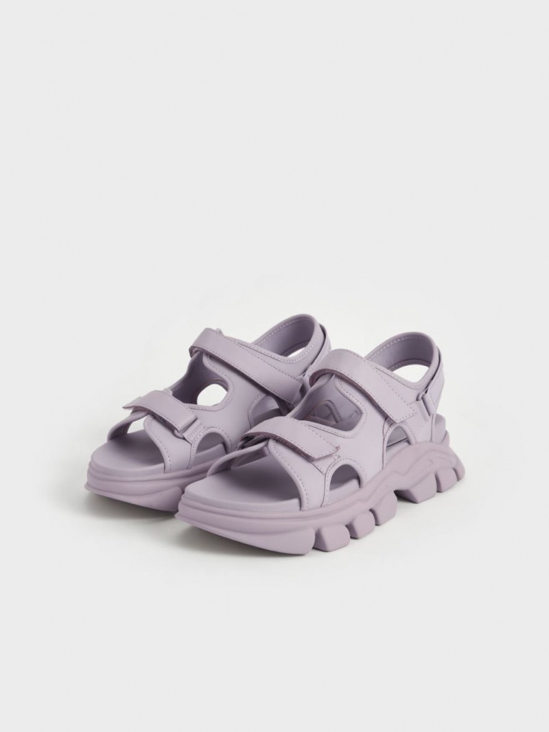 Charles & Keith Chunky Sports Plateausandalen Lila | 153TPBQIV