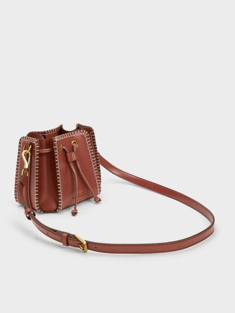 Charles & Keith Circe Stitch-Trim Bucket Tasche Braun | 681YNULMA