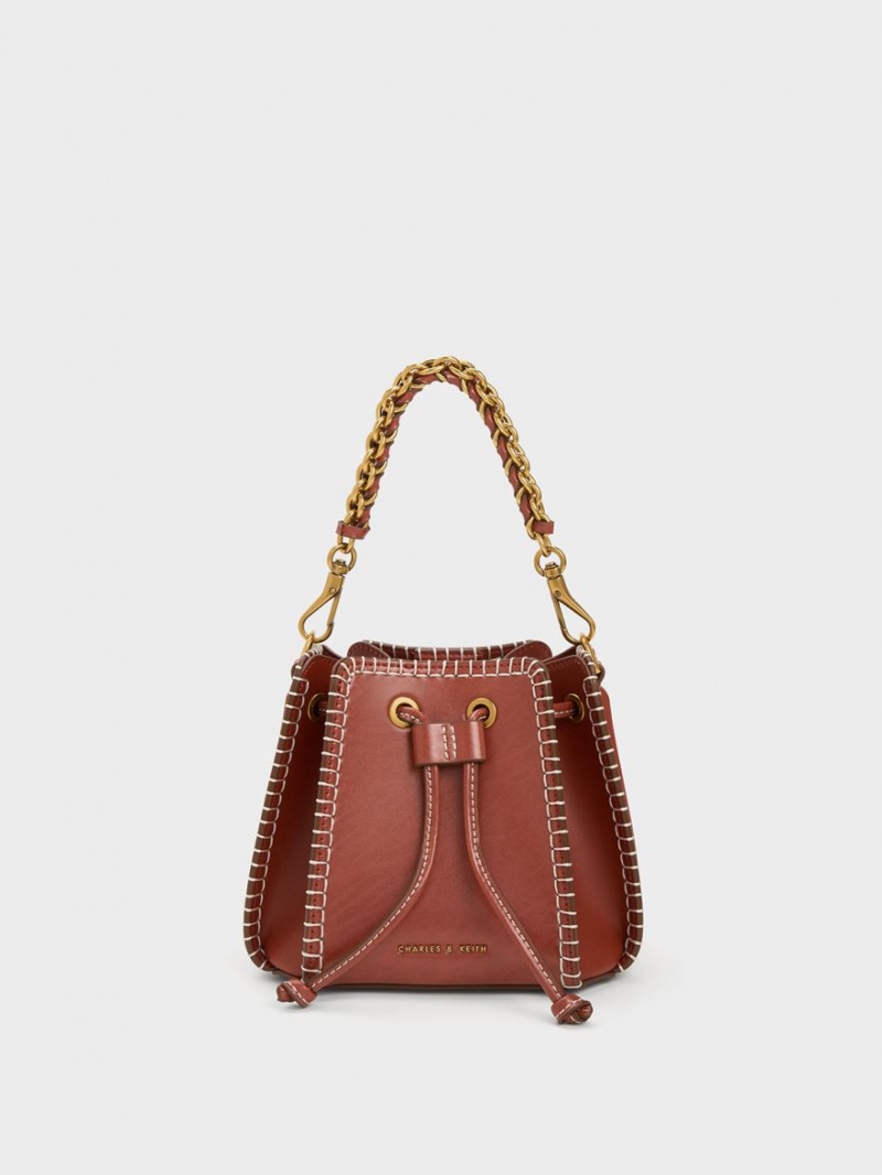 Charles & Keith Circe Stitch-Trim Bucket Tasche Braun | 681YNULMA