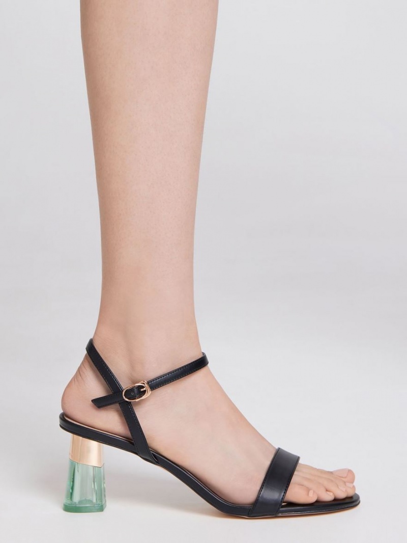 Charles & Keith Clear Trapeze Sandalen Absatz Schwarz | 126DFKOJM