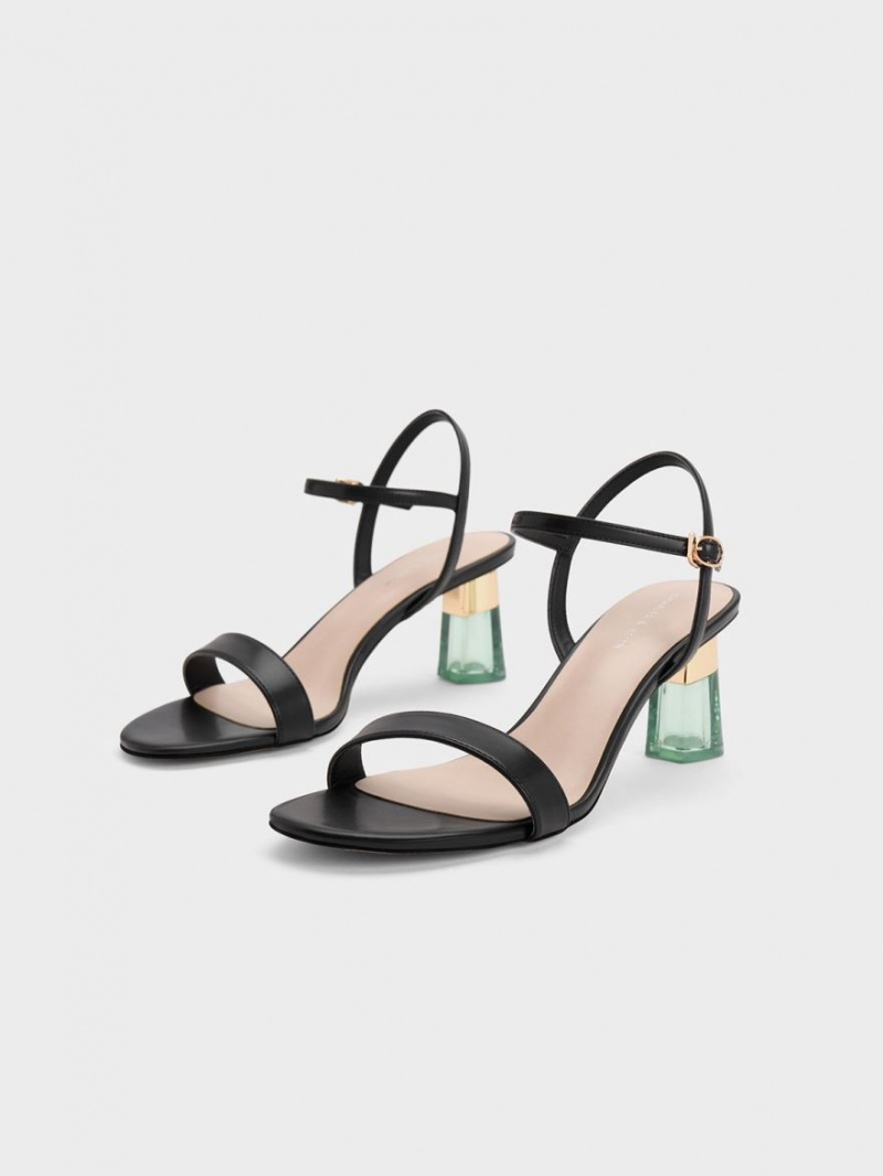 Charles & Keith Clear Trapeze Sandalen Absatz Schwarz | 126DFKOJM