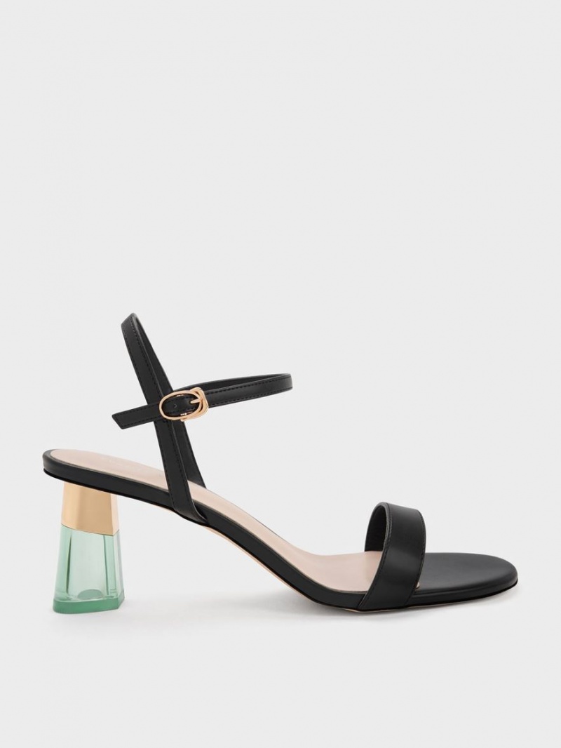 Charles & Keith Clear Trapeze Sandalen Absatz Schwarz | 126DFKOJM