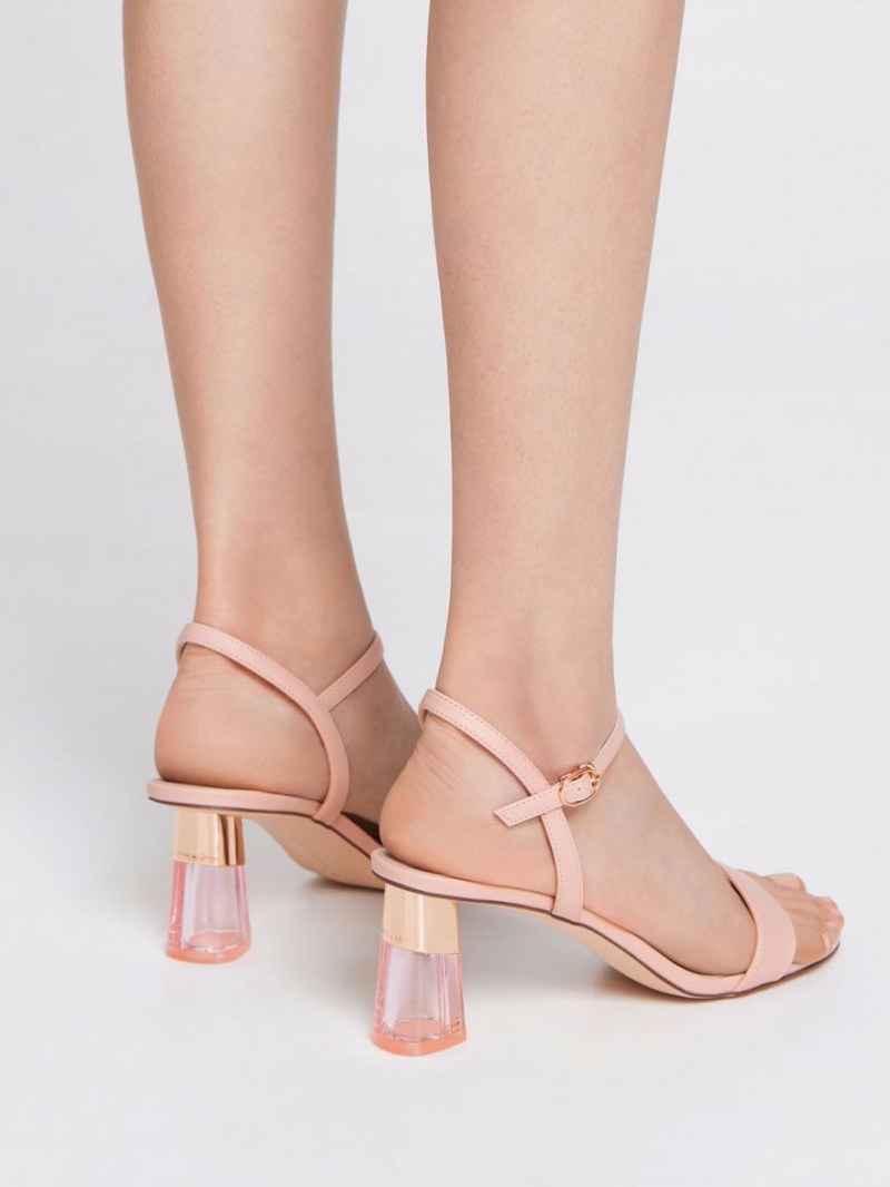 Charles & Keith Clear Trapeze Sandalen Absatz Rosa | 957ISOWRT