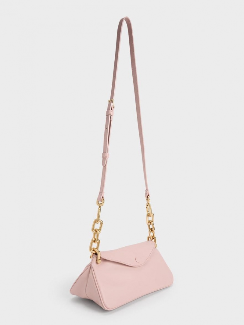 Charles & Keith Cleona Braided Handle Hobo Tasche Hellrosa | 972THSADF