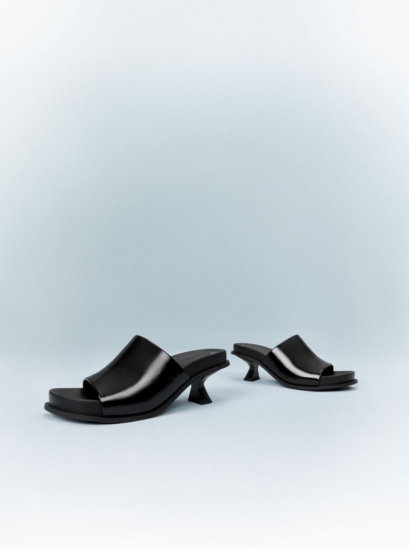 Charles & Keith Clio Slant Heel Mules Schwarz | 540FNHVDB