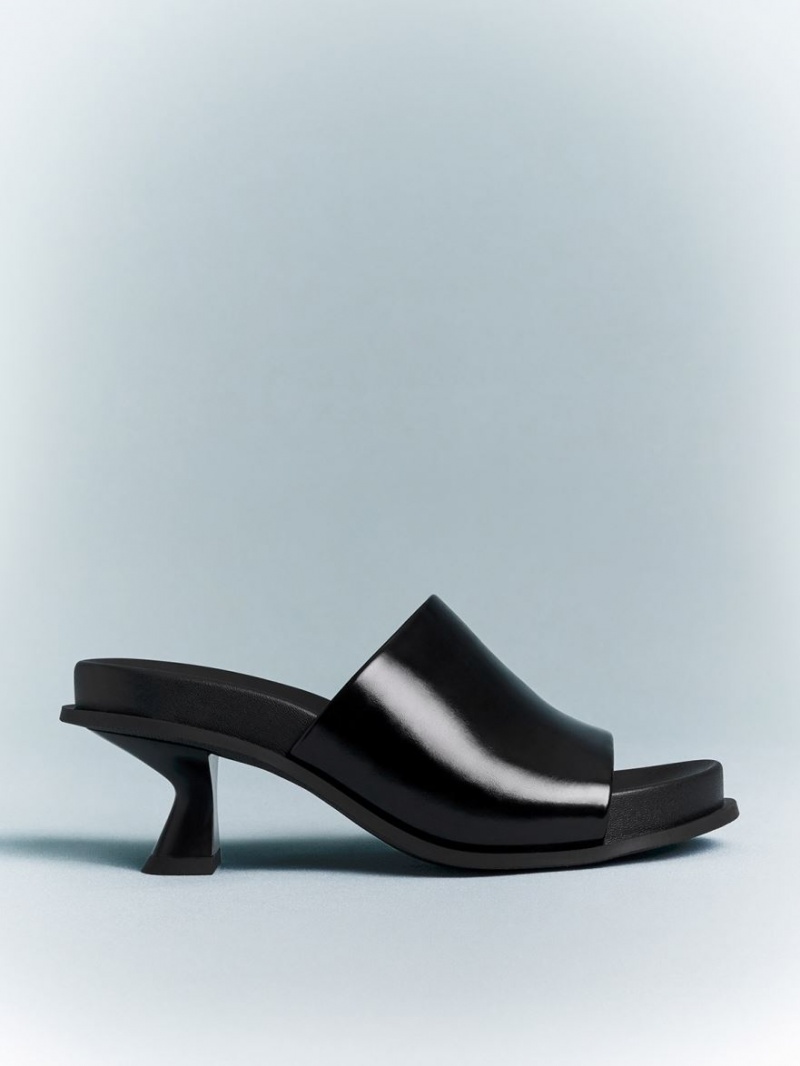 Charles & Keith Clio Slant Heel Mules Schwarz | 540FNHVDB