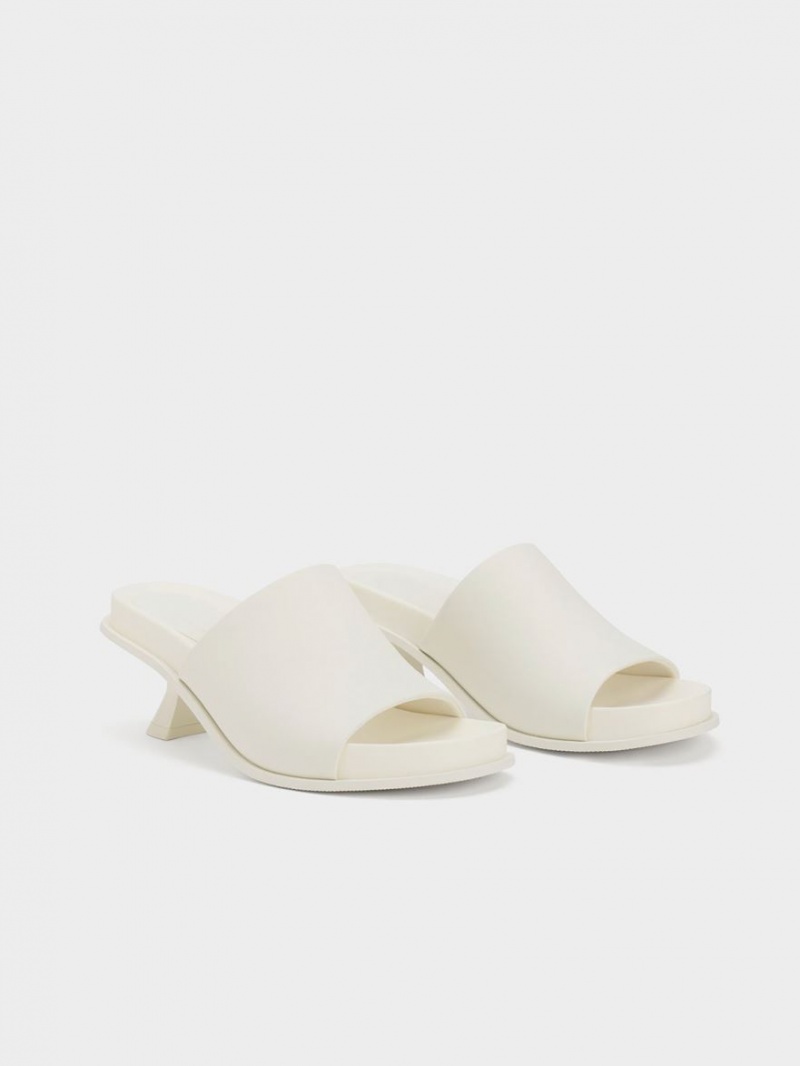 Charles & Keith Clio Slant Heel Mules Weiß | 027OFKHEB