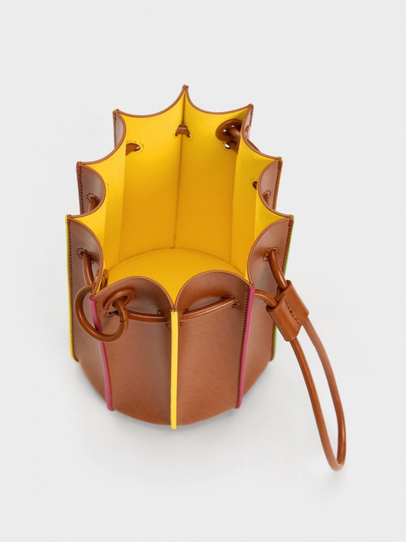 Charles & Keith Clove Top Handle Bucket Tasche Braun | 570SMXJQT