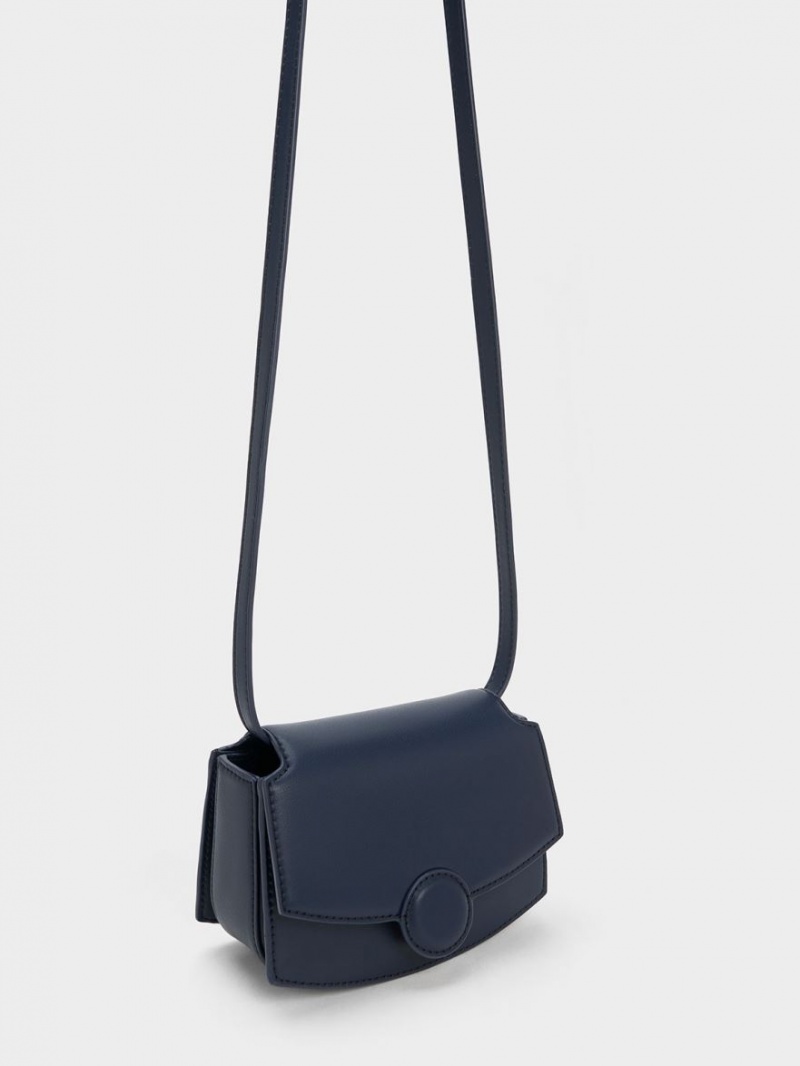 Charles & Keith Clover Curved Schultertaschen Navy | 725XZGMJP