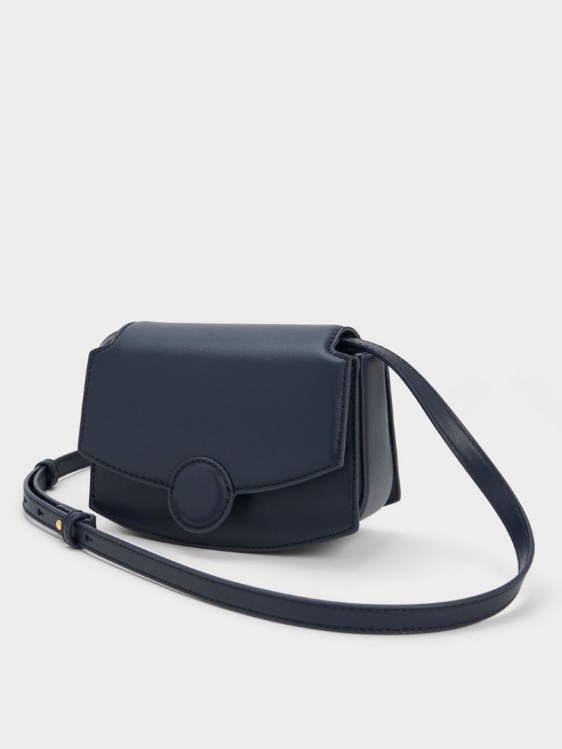 Charles & Keith Clover Curved Schultertaschen Navy | 725XZGMJP