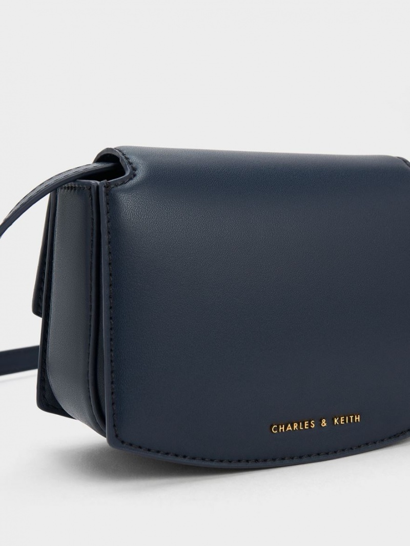 Charles & Keith Clover Curved Schultertaschen Navy | 725XZGMJP