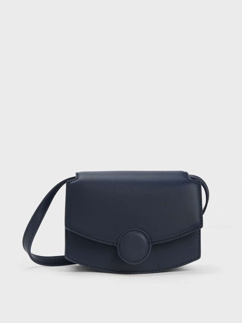 Charles & Keith Clover Curved Schultertaschen Navy | 725XZGMJP