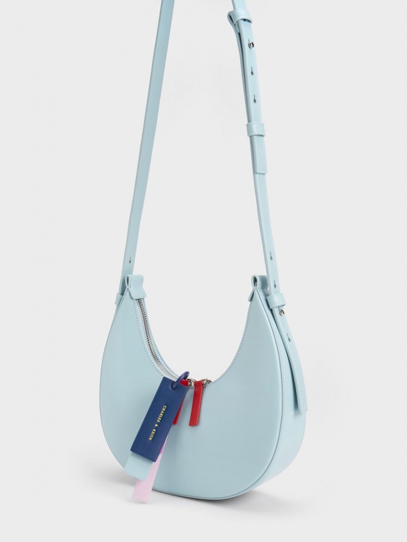 Charles & Keith Cockade Crescent Hobo Tasche Blau | 326CBHKTL