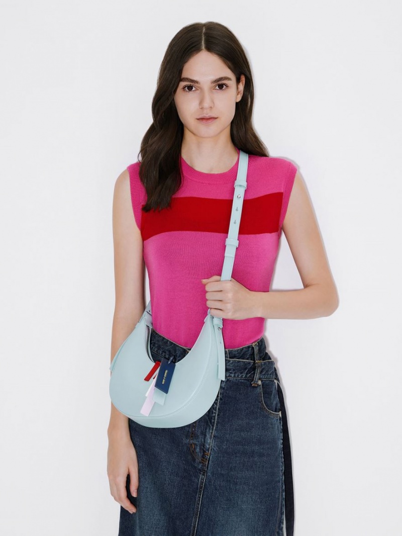 Charles & Keith Cockade Crescent Hobo Tasche Blau | 326CBHKTL