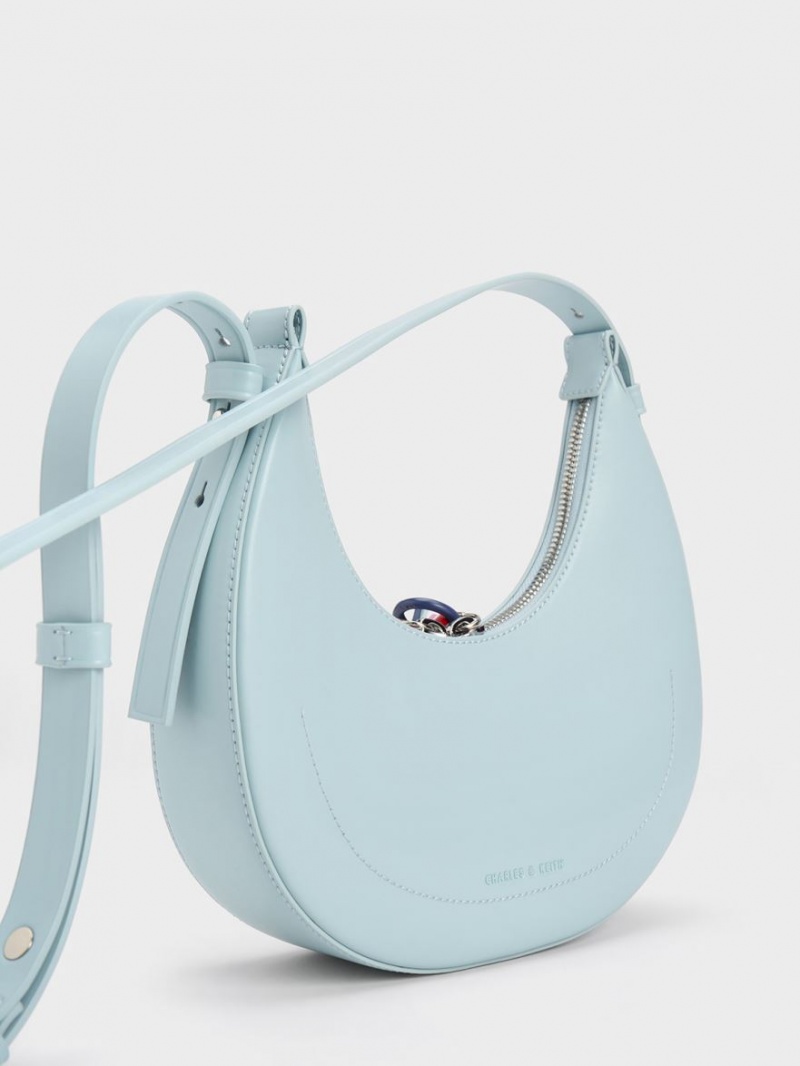 Charles & Keith Cockade Crescent Hobo Tasche Blau | 326CBHKTL