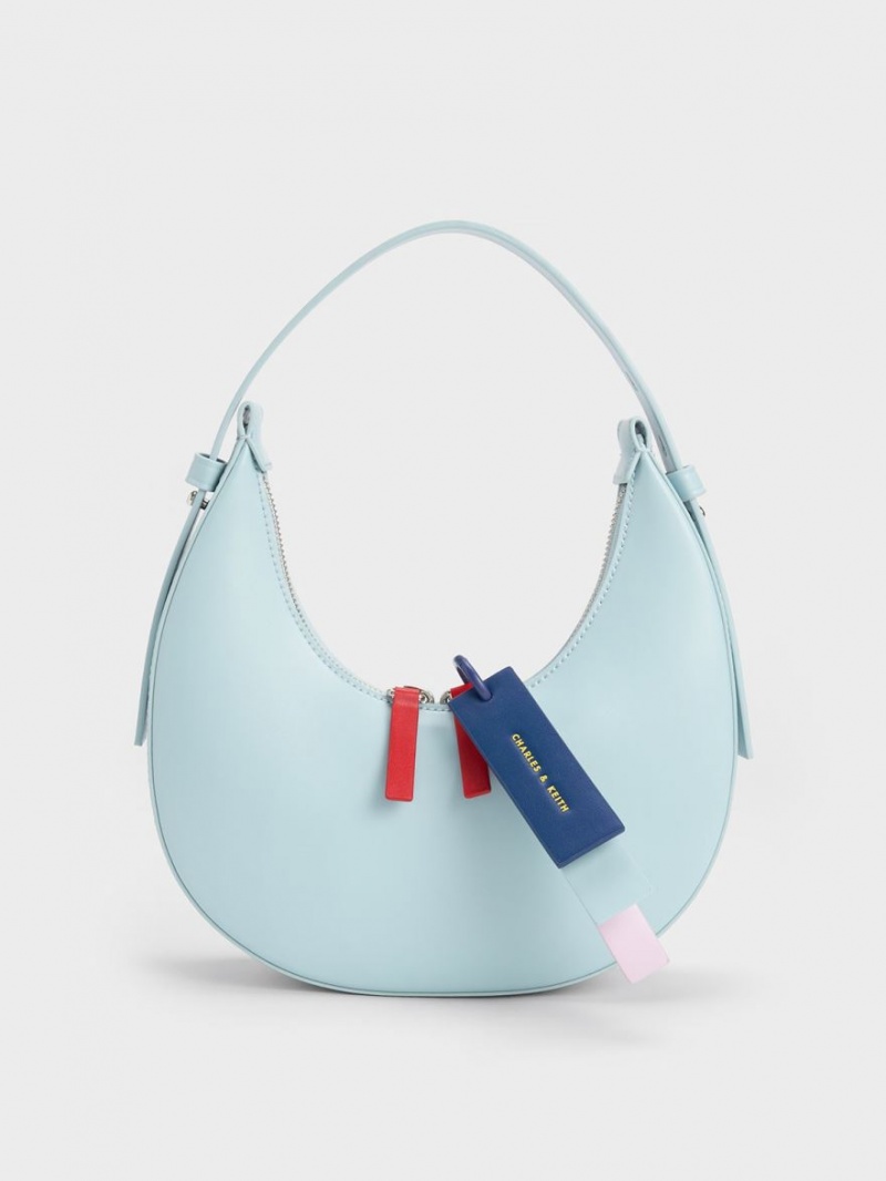 Charles & Keith Cockade Crescent Hobo Tasche Blau | 326CBHKTL