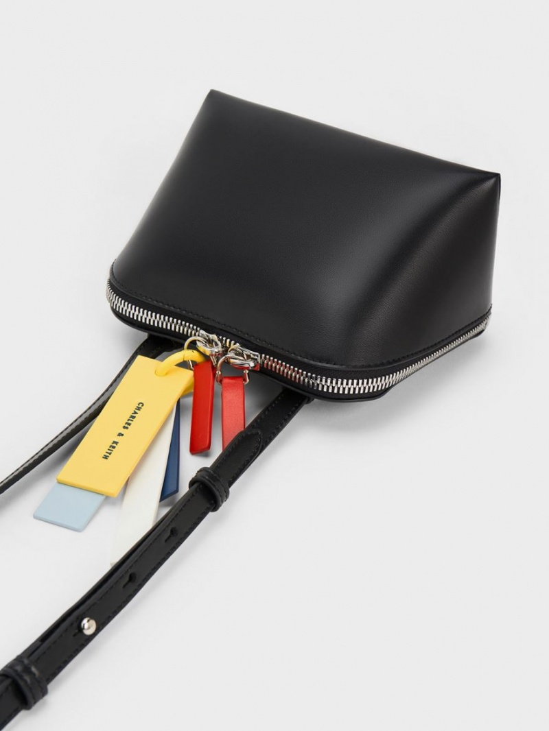 Charles & Keith Cockade Crossbody Taschen Schwarz | 587RMZGEN